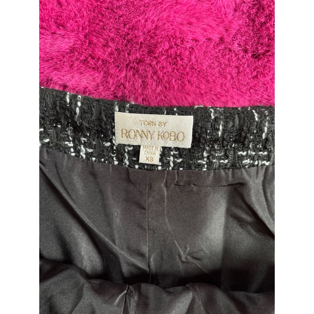 Torn by Ronny Kobo Coco Black White Tweed Plaid Skort Shorts XS Dark Academia - Picture 3 of 5